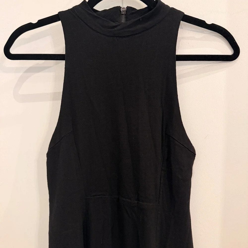 Free People High Neck Open Back Mini Dress‎ Size S Black Boho Date Night